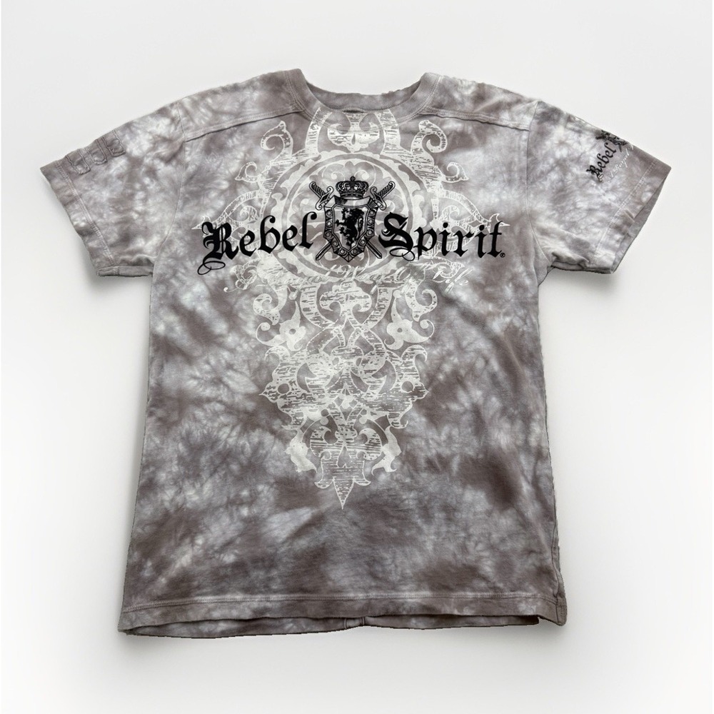 Rebel Spirit Mens Medium Gray Wings T-Shirt Grunge Streetwear 100% Cotton